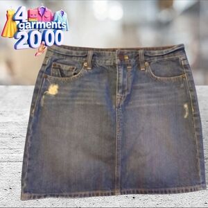 J crew 100% denim distressed 4 pocket mini skirt size 0